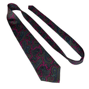 Arturo Phillipe Paisley Silk Necktie Burgundy Teal Blue 58" Luxury